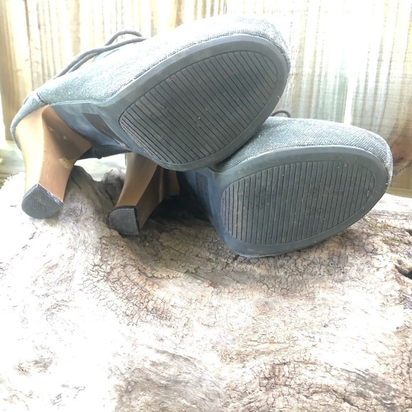 Charlotte Russe Army Green Canvas Lace Up Platform Ankle Boot Back Zip Closure 6 - Picture 7 of 9